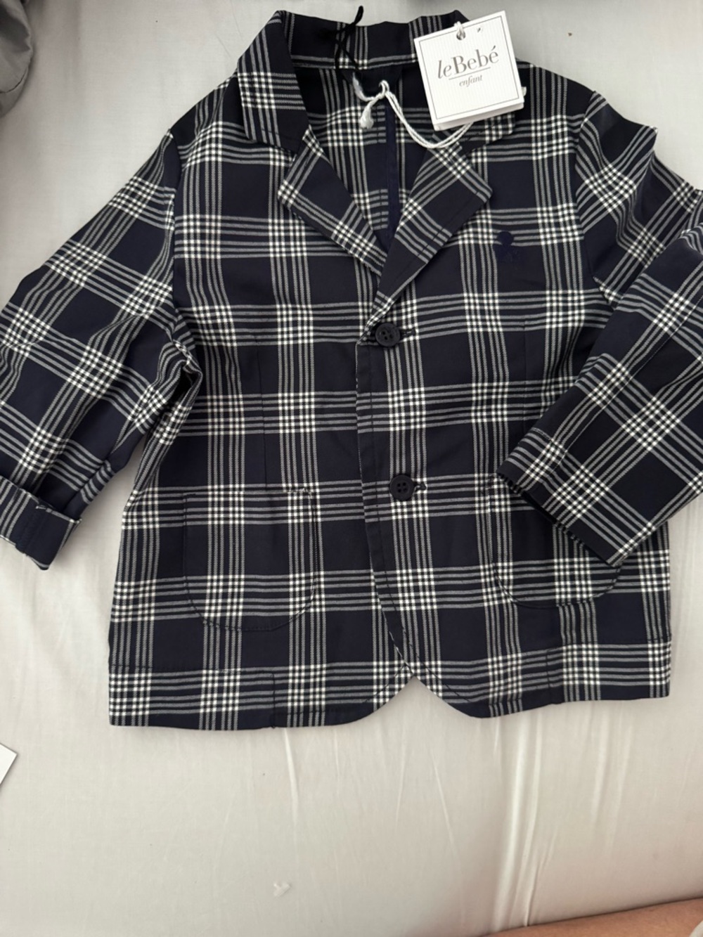 Navy Plaid Kids Blazer